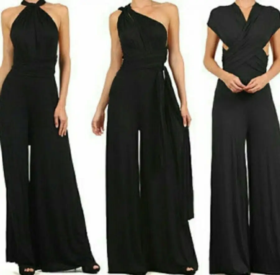 Grey Wide Leg Backless Pants for Women - Image 3