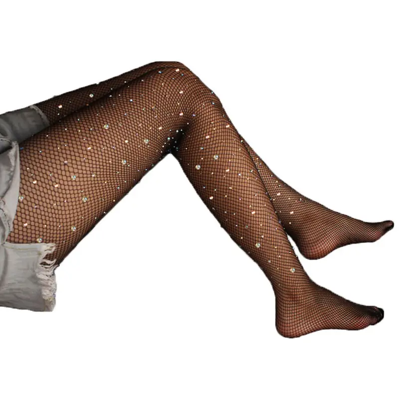 Sexy Rhinestone Net Stockings Plus Size