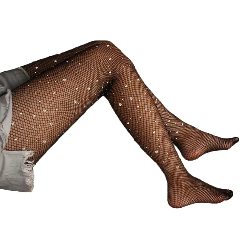 Sexy Rhinestone Net Stockings Plus Size