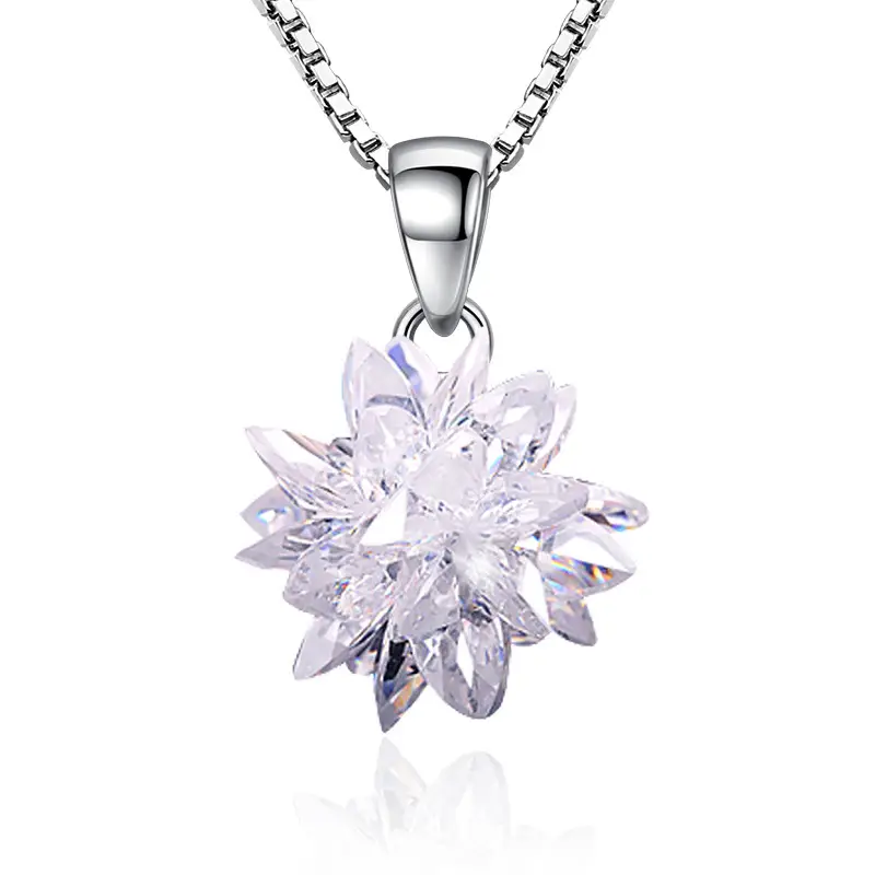 Crystal Snowflake Silver Plated Jewelry Necklace Pendant - Image 5