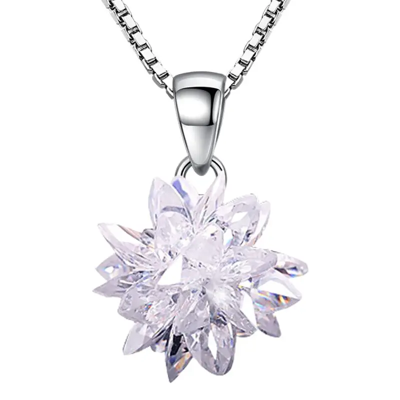 Crystal Snowflake Silver Plated Jewelry Necklace Pendant
