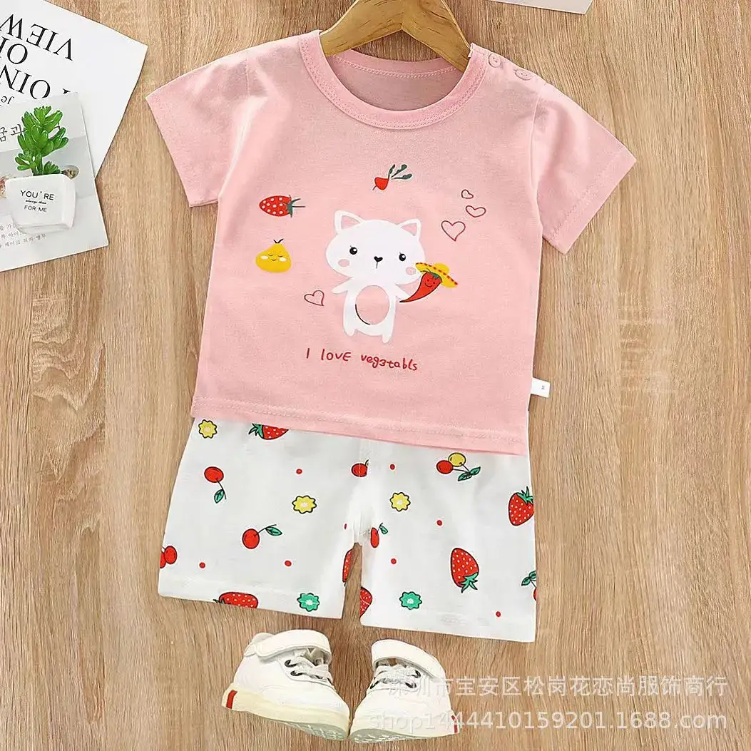 2024 Summer Kids T-Shirt Shorts Set Cotton Multi-Color