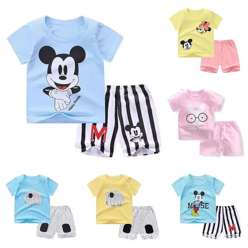 Kids Mickey Mouse T-Shirt Shorts Set 5-Pack Cotton