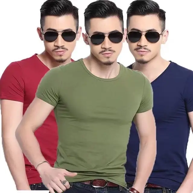 Men Black Short Sleeve Slim Fit T-Shirt 5XL