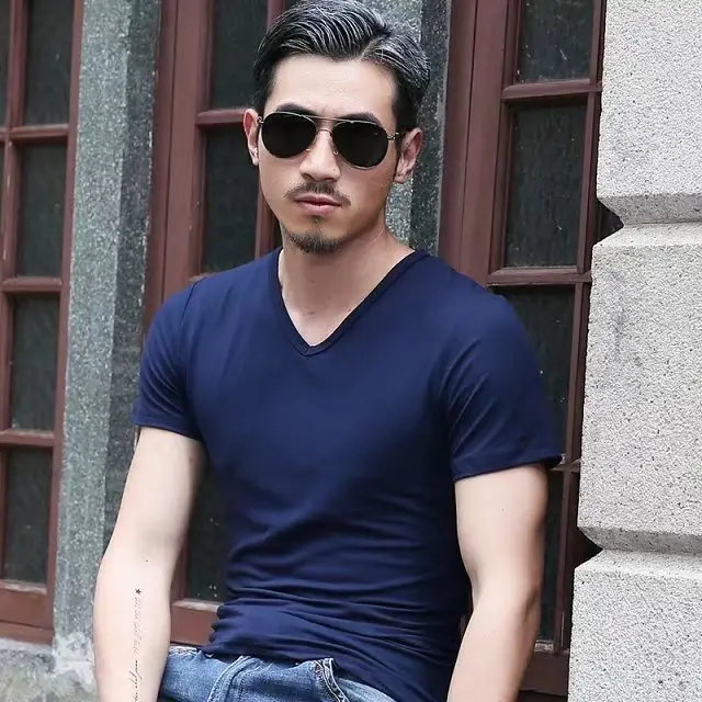 Men Black Short Sleeve Slim Fit T-Shirt 5XL