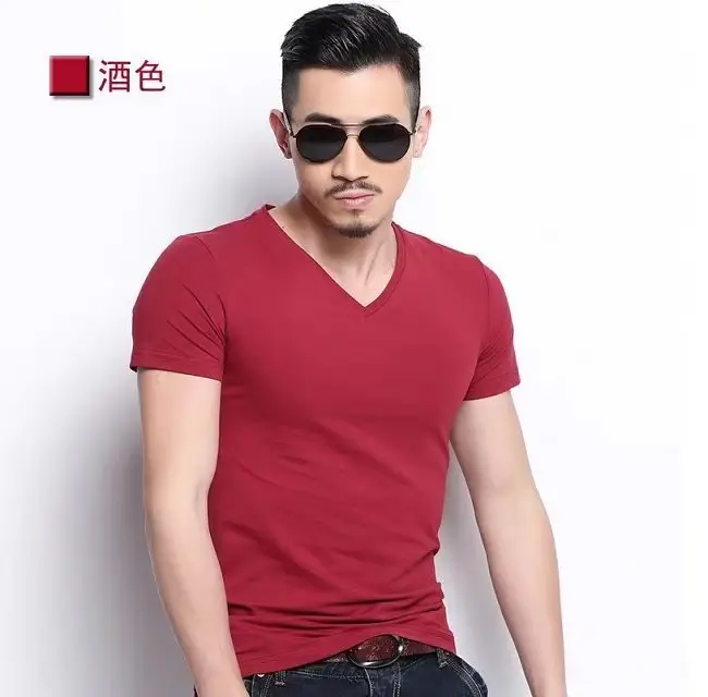 Men Black Short Sleeve Slim Fit T-Shirt 5XL