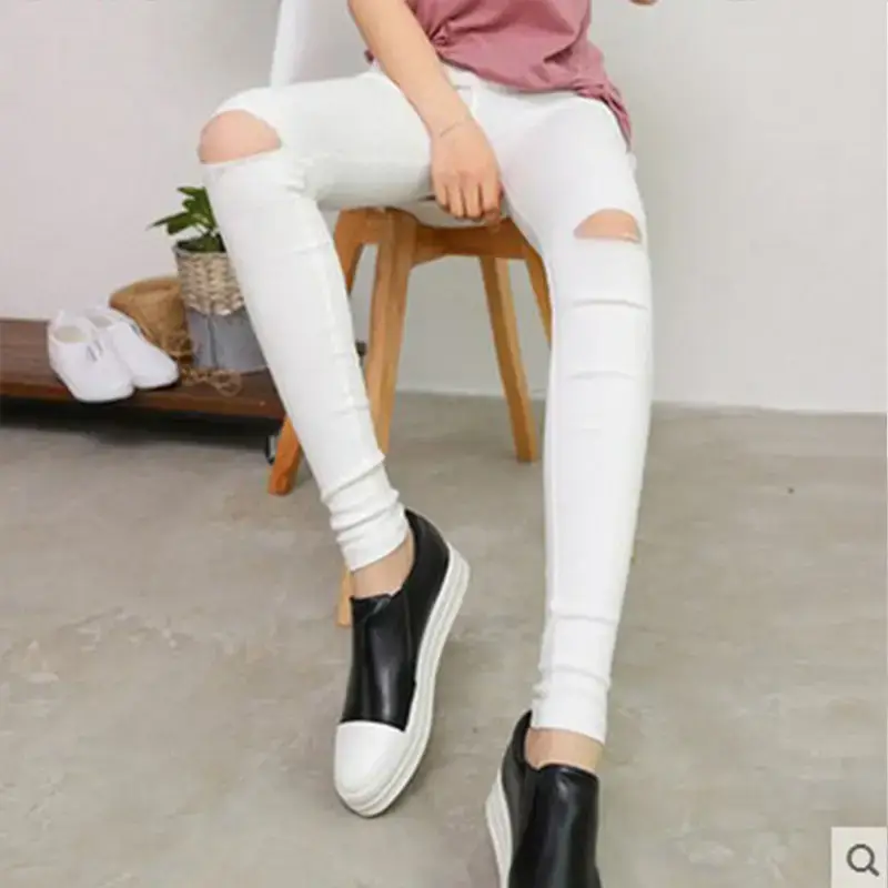 Women's Slim Fit Knee Cut Leg Pants Black - Image 5