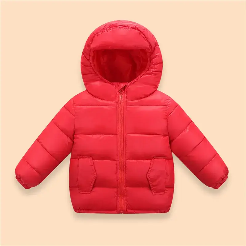 New Baby Winter Coat Red Cotton Padded Hat for Boys Girls Medium - Image 6