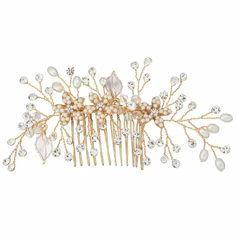 European & American Bridal Hair Combs with Pearl & Crystal Design - Image 7