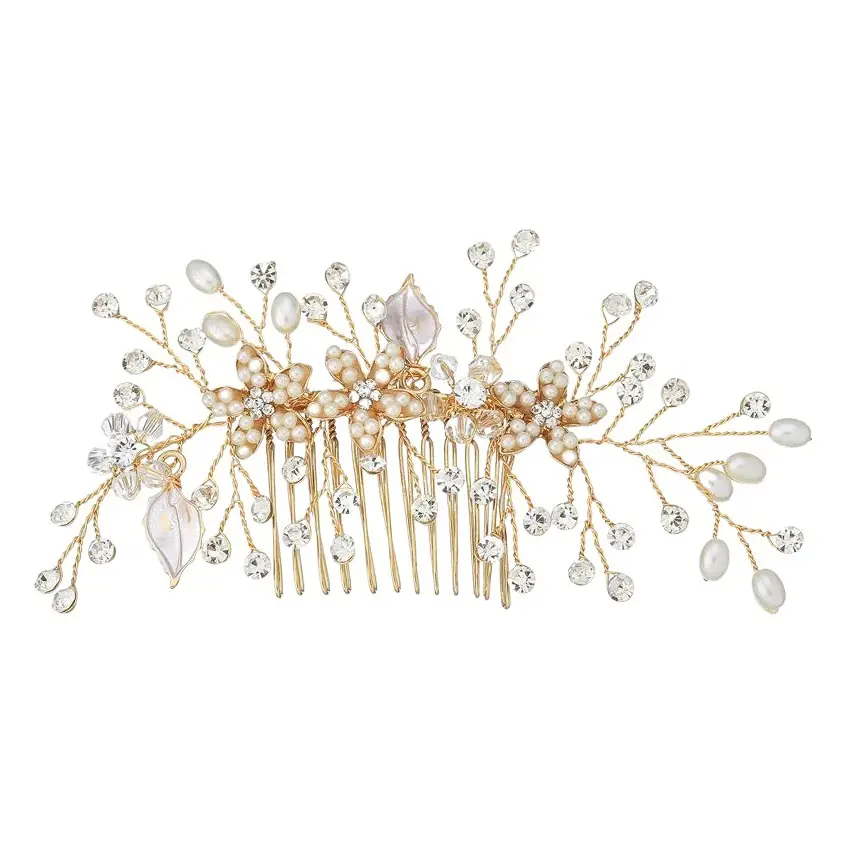 European & American Bridal Hair Combs with Pearl & Crystal Design