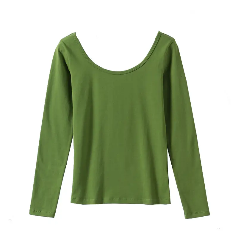 Long Sleeve Base Shirt Women Korean Style Backless T Shirt