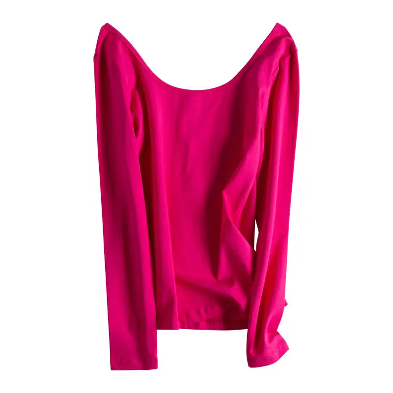 Long Sleeve Base Shirt Women Korean Style Backless T Shirt