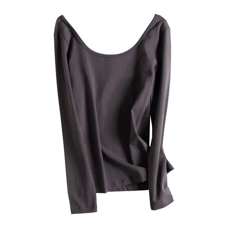 Long Sleeve Base Shirt Women Korean Style Backless T Shirt