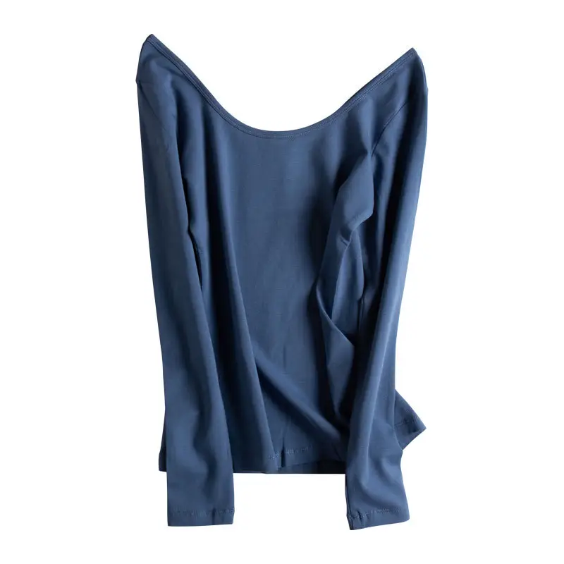Long Sleeve Base Shirt Women Korean Style Backless T Shirt