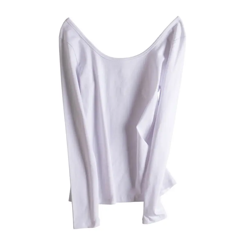 Long Sleeve Base Shirt Women Korean Style Backless T Shirt