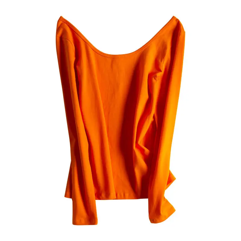Long Sleeve Base Shirt Women Korean Style Backless T Shirt