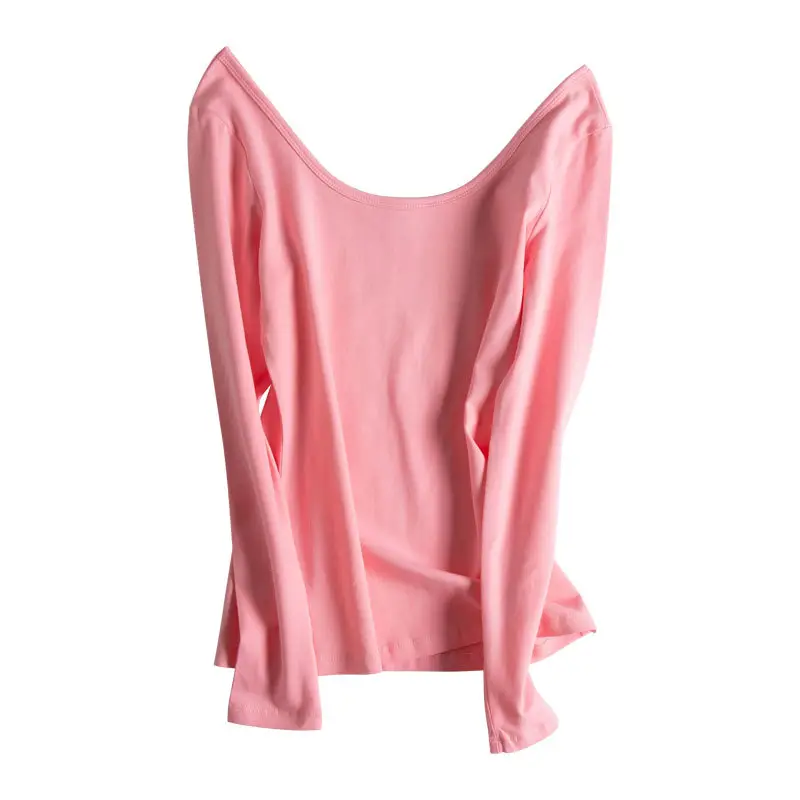 Long Sleeve Base Shirt Women Korean Style Backless T Shirt