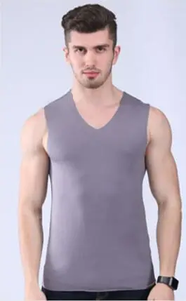 Men Ice Silk V-Neck Stretch Vest Black