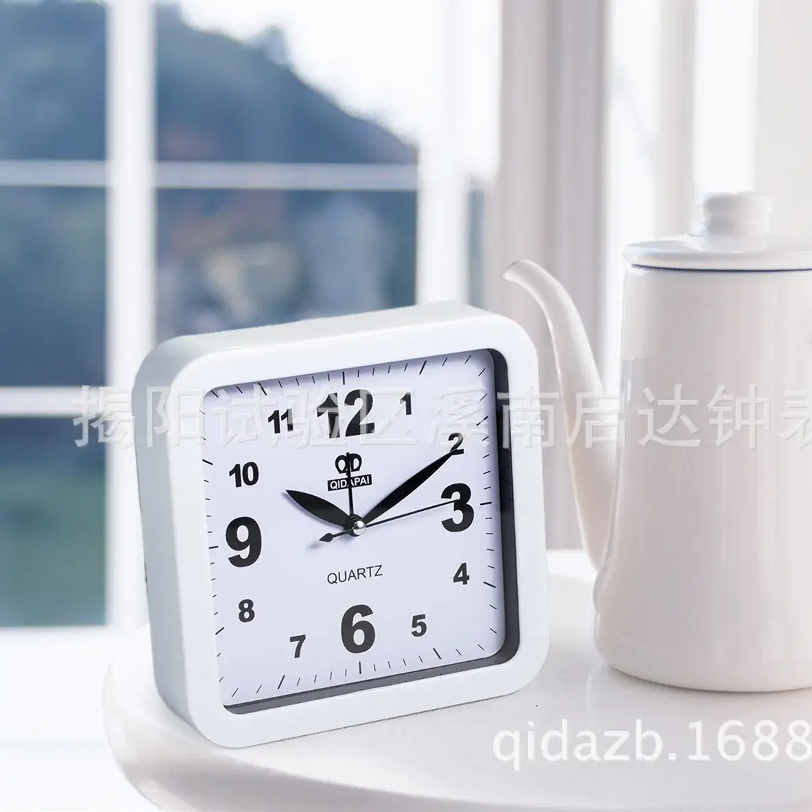 Green Square Alarm Clock for Bedroom Student Friendly Design