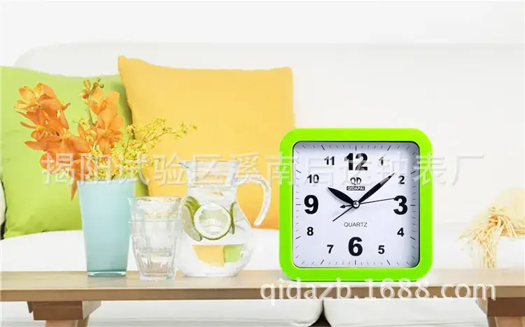 Green Square Alarm Clock for Bedroom Student Friendly Design