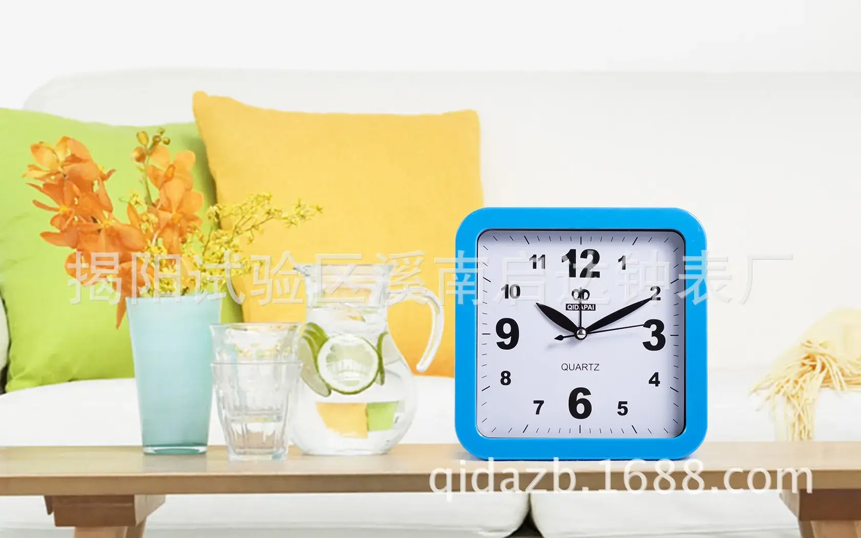 Green Square Alarm Clock for Bedroom Student Friendly Design