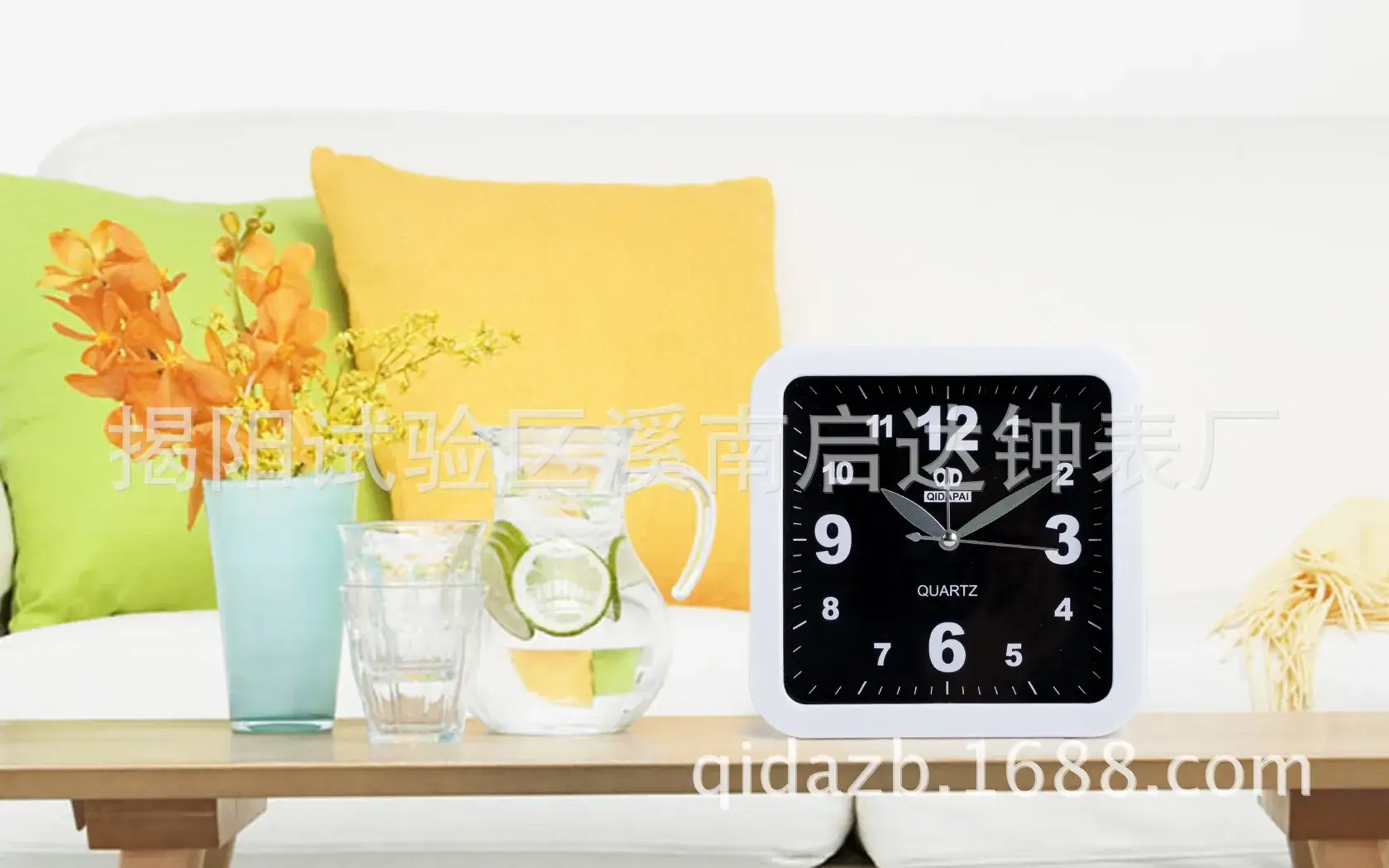 Green Square Alarm Clock for Bedroom Student Friendly Design