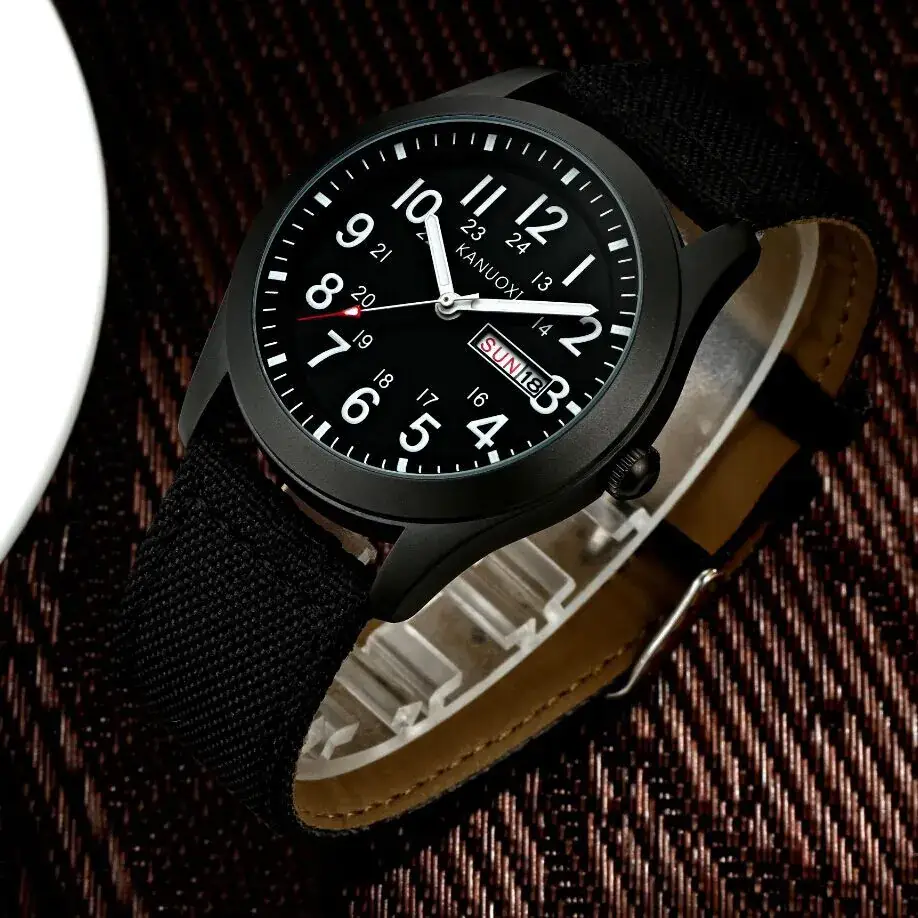 Men Military Blue Nylon Sports Watch with Calendar - Image 3