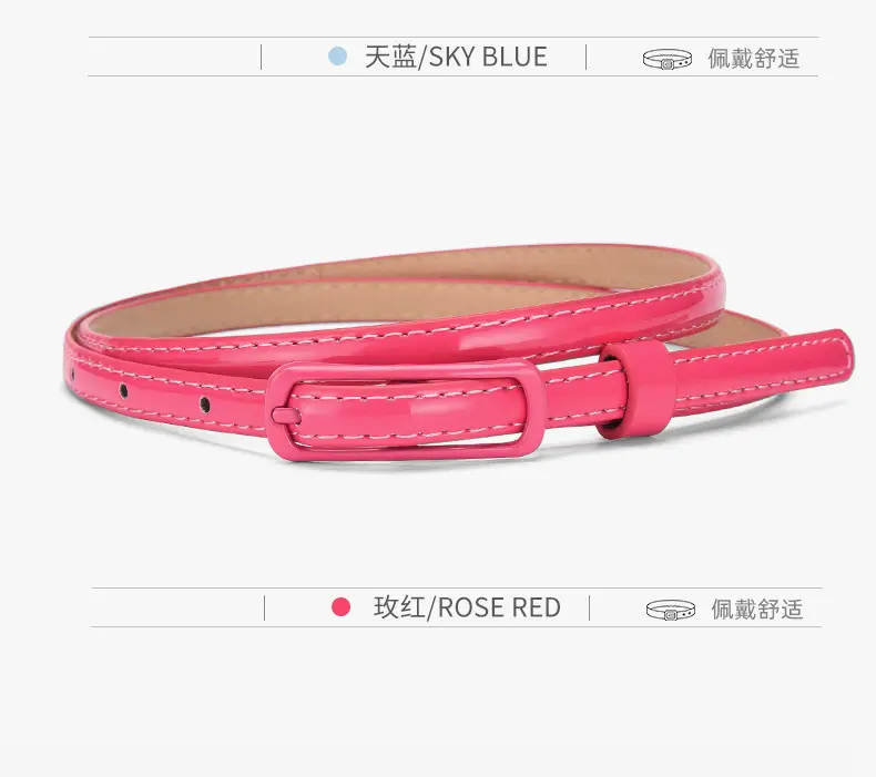 Pink Candy Color Thin Belt with Joker Pin Buckle — feature 16