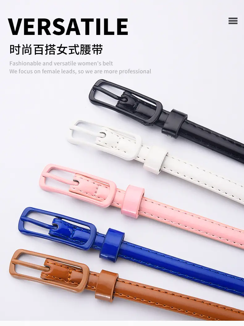 Pink Candy Color Thin Belt with Joker Pin Buckle — feature 2