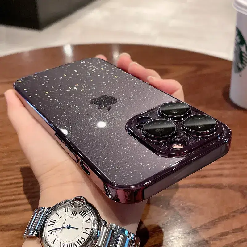 Apple iPhone 16 Pro Max Case with Lens Film & Starry Sky Glitter - Image 2