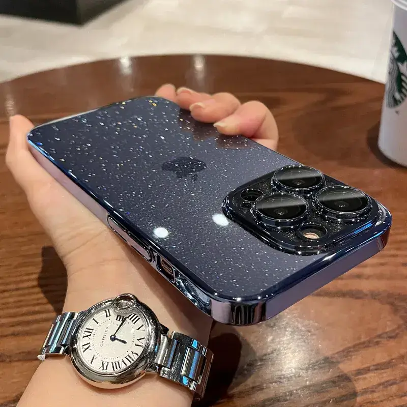 Apple iPhone 16 Pro Max Case with Lens Film & Starry Sky Glitter - Image 6