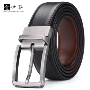 Men's Black Leather Belt with Alloy Pin Buckle — feature 2
