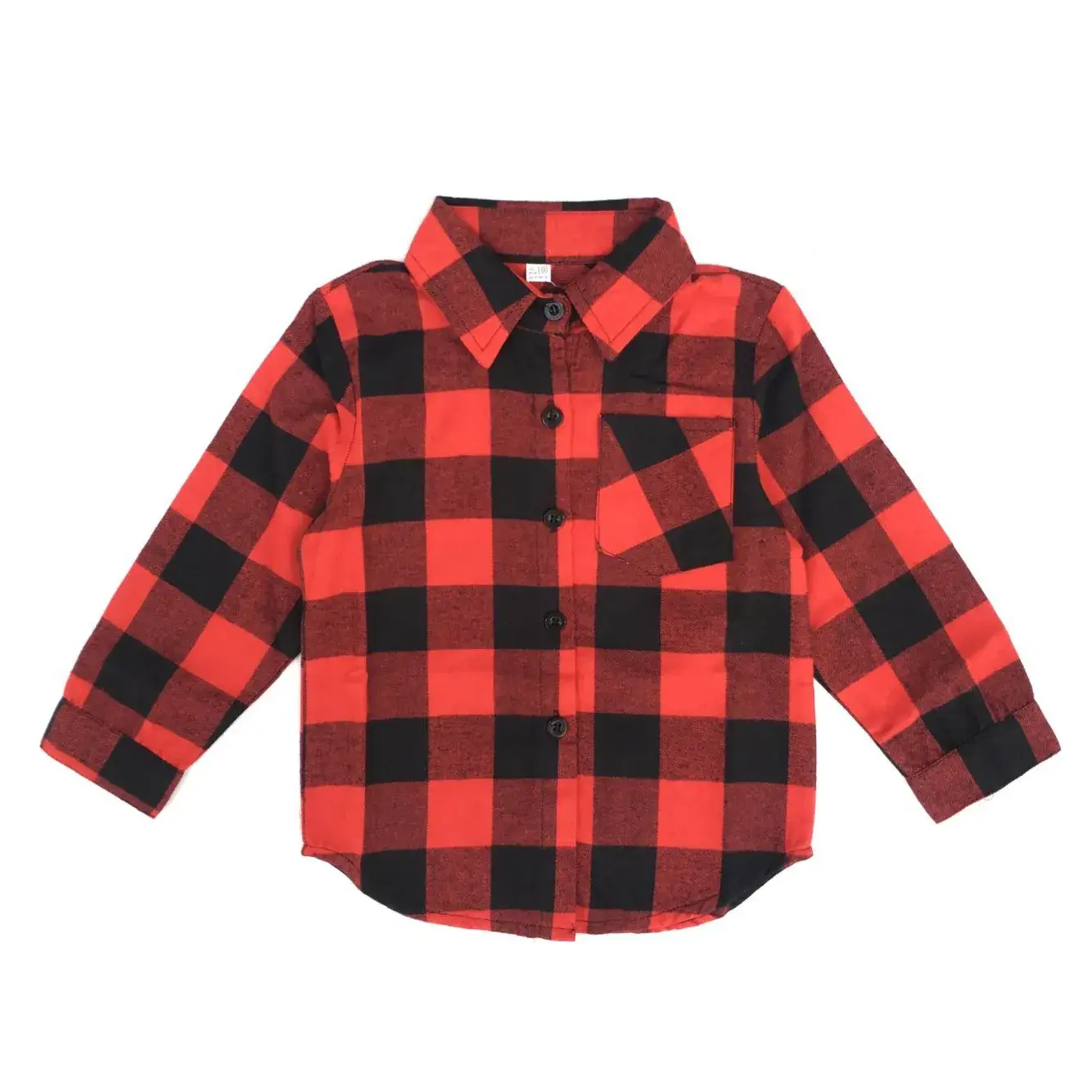Girls Red Plaid Long Sleeve Shirt 2025