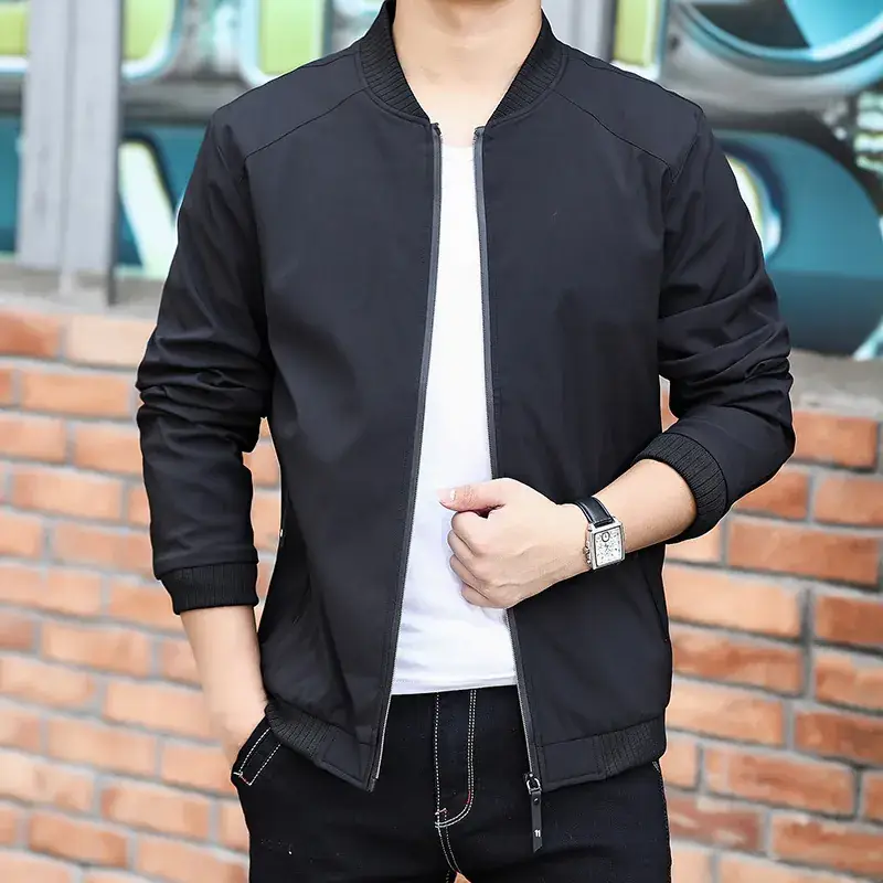 Men's Green Baseball Bomber Jacket Loose Large - Image 5