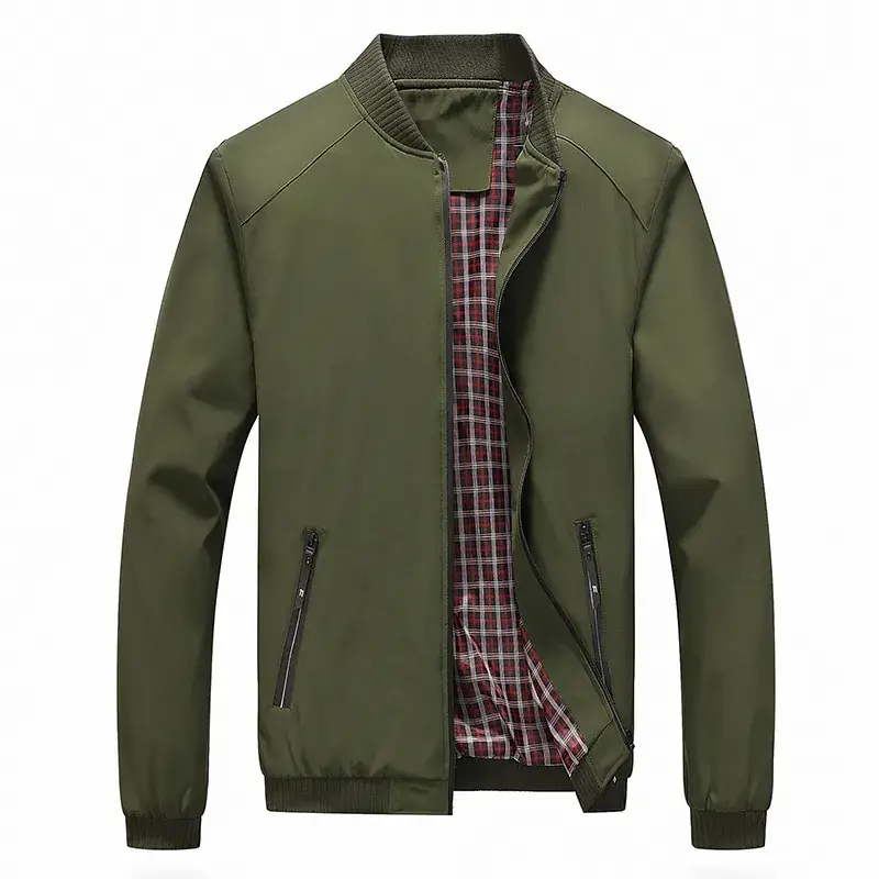 Men's Green Baseball Bomber Jacket Loose Large - Image 3
