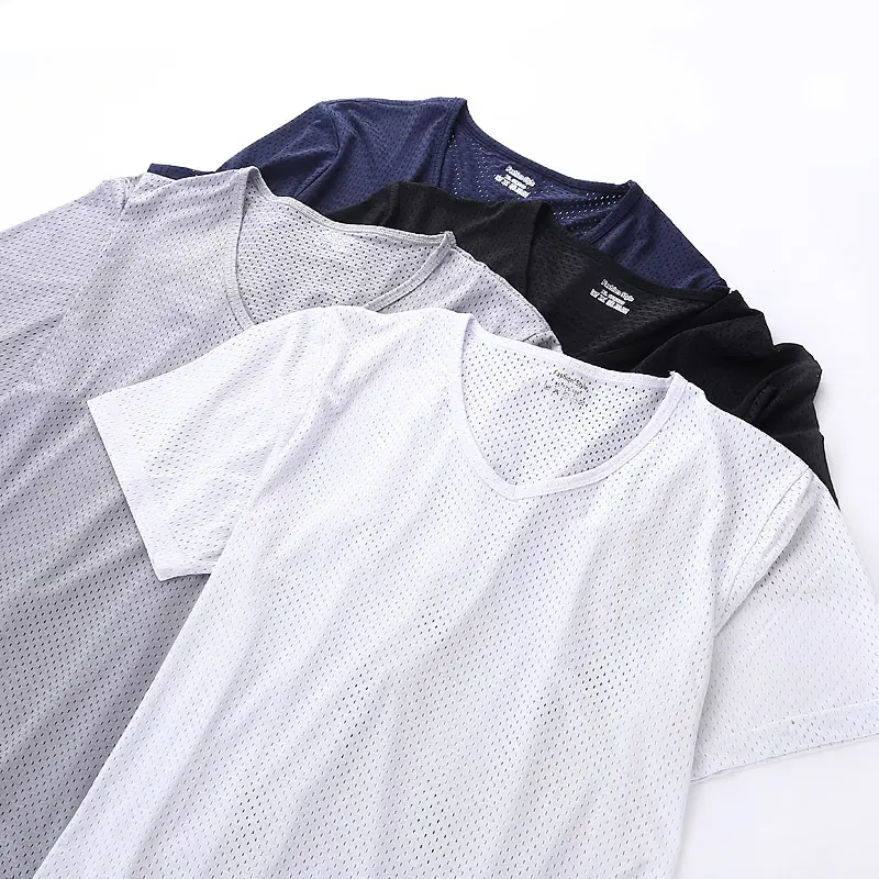Men's Mesh T-Shirt White Navy Black Factory Breathable