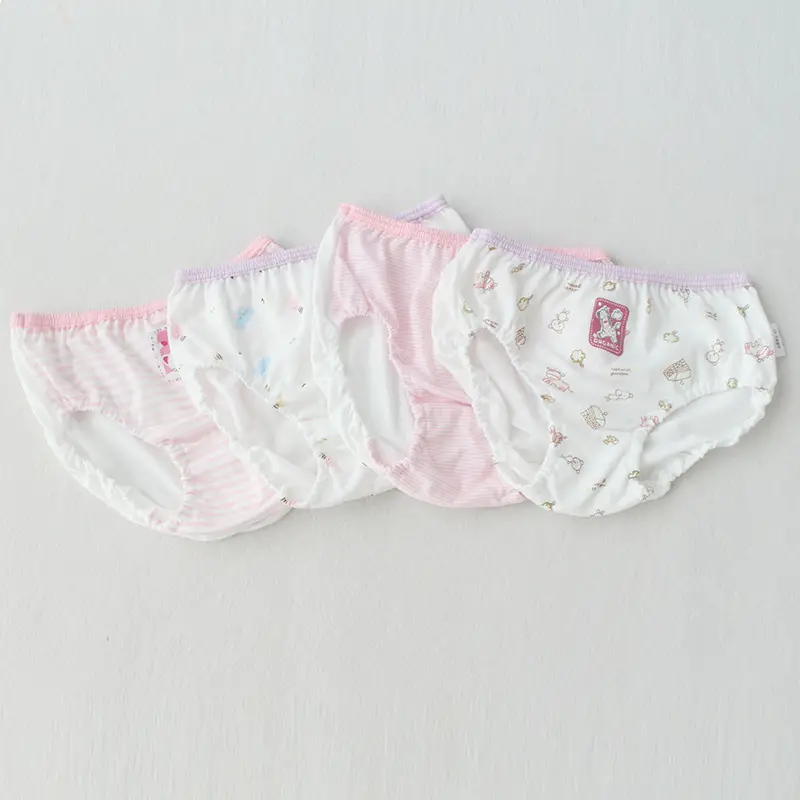 Japanese Cotton Baby Underwear 4 Pack Pink White - Image 4