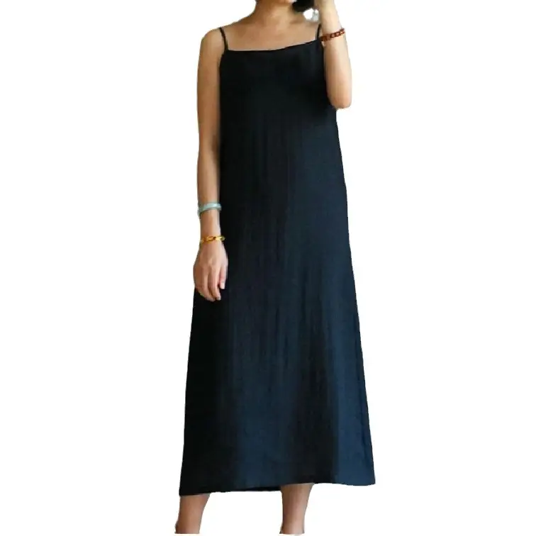 2018 Plus Size White Cotton Linen Camisole Dress - Image 9