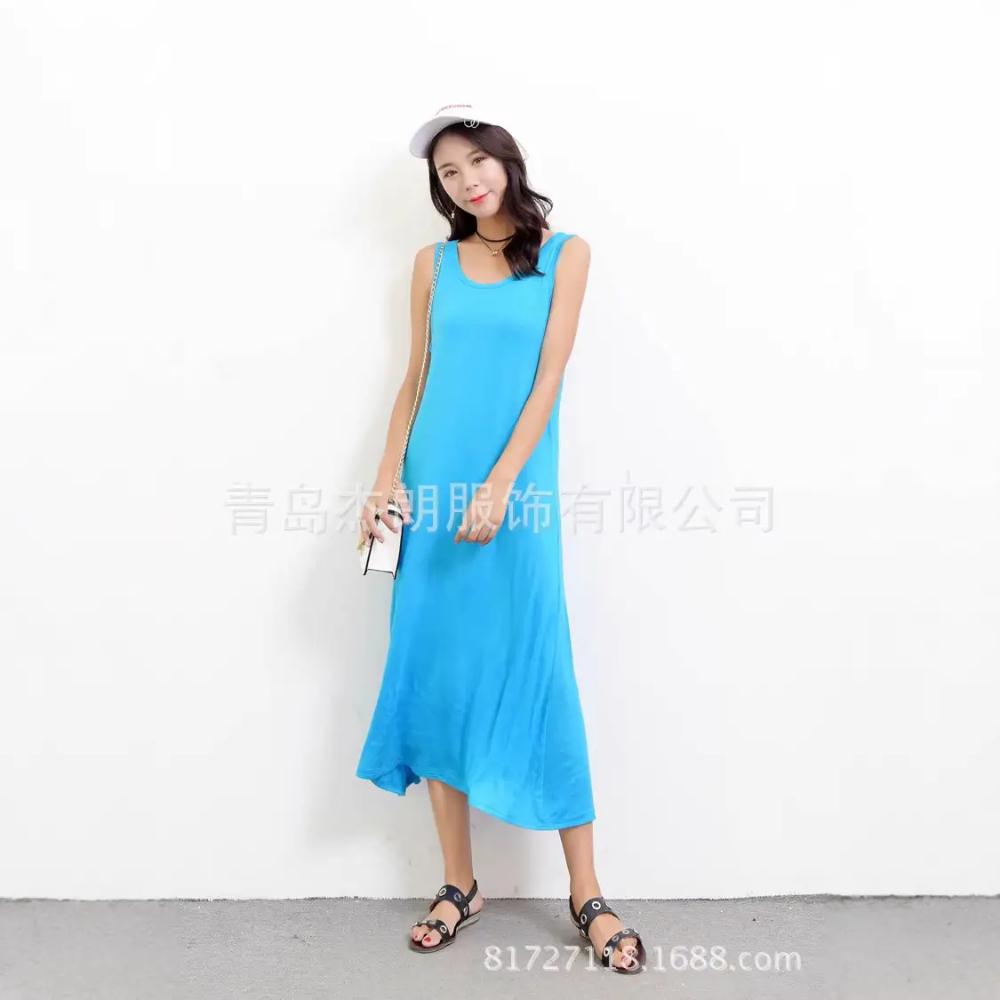 Women's Grey Sleeveless Modal Vest Long Skirt Large