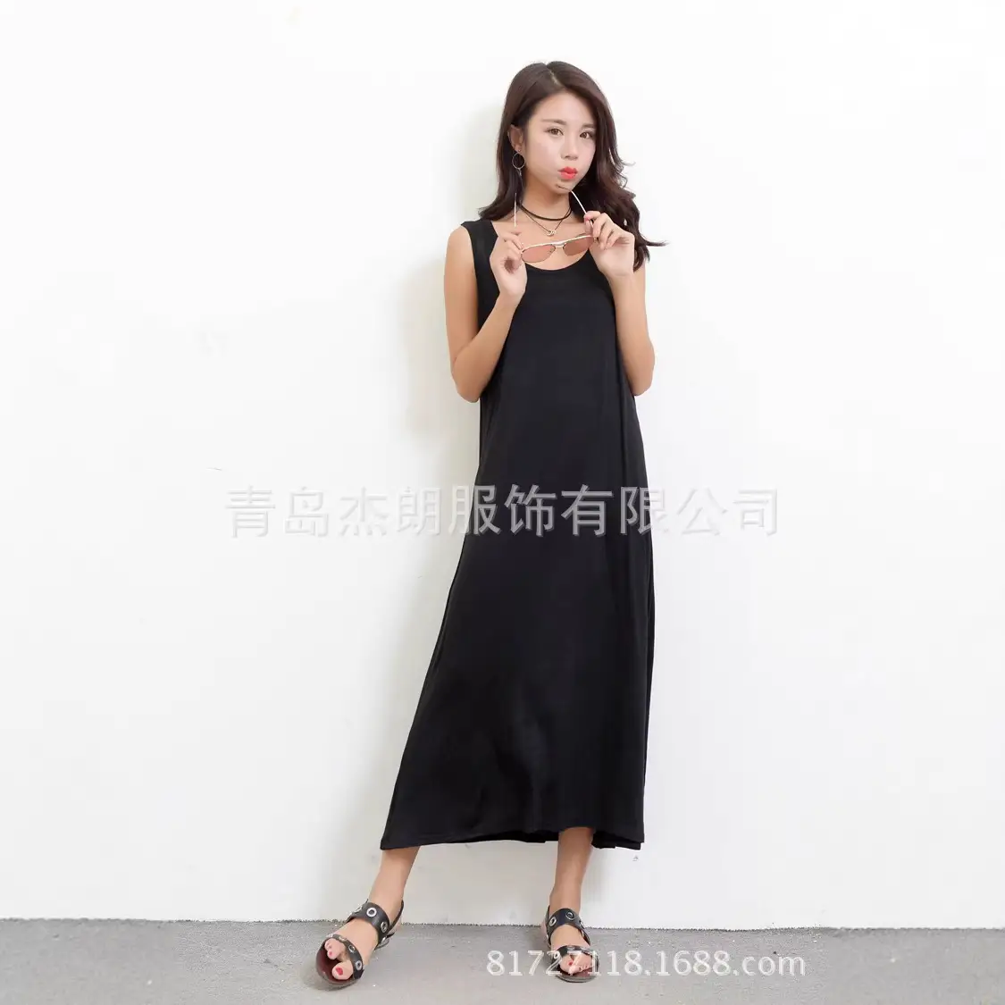 Women's Grey Sleeveless Modal Vest Long Skirt Large