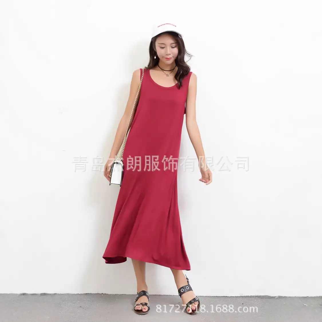 Women's Grey Sleeveless Modal Vest Long Skirt Large