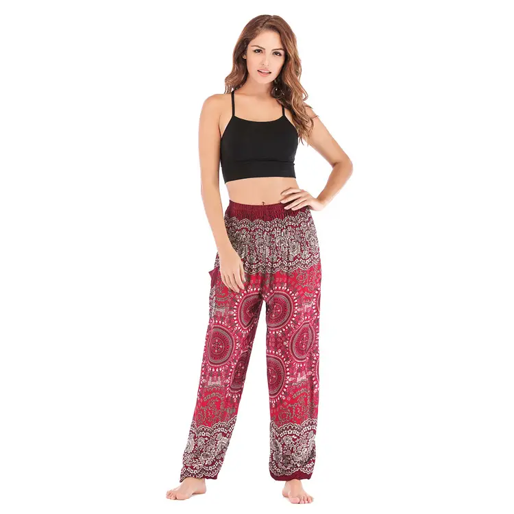 Purple Paisley Yoga Pants for Women Rayon Cotton - Image 7
