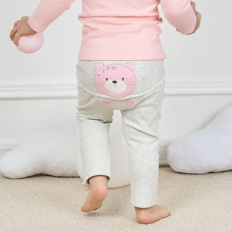 2025 Spring Baby Pink Embroidered Cotton Pants
