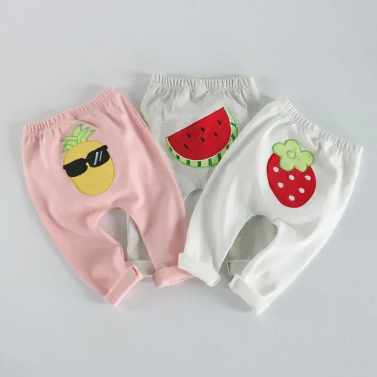 2025 Spring Baby Pink Embroidered Cotton Pants