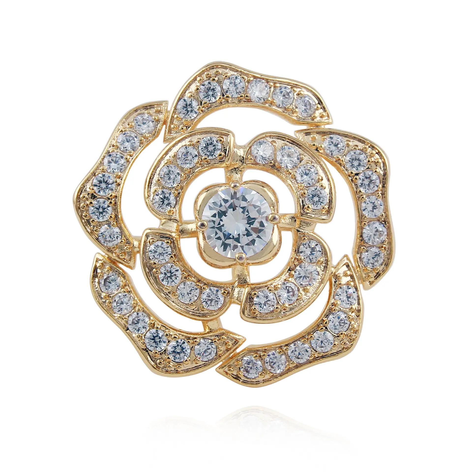 Classic Crystal Camellia Brooch Women High-end Zircon Anti-light Pin - Image 7