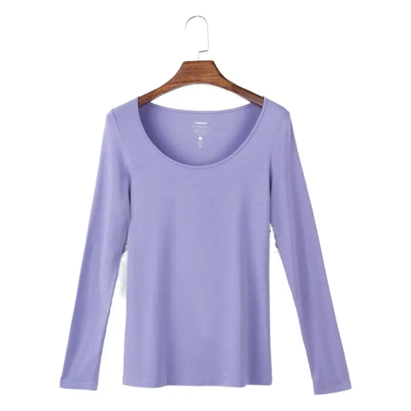 Women's Orange Long Sleeve T-Shirt Plus Size Modal