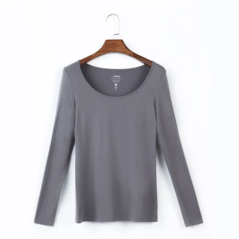 Women's Orange Long Sleeve T-Shirt Plus Size Modal - Image 2