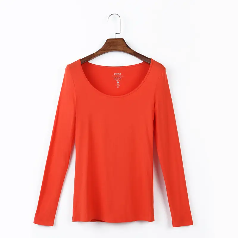 Women's Orange Long Sleeve T-Shirt Plus Size Modal - Image 3