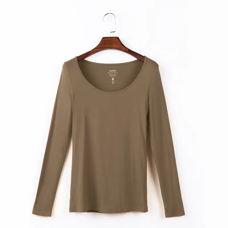 Women's Orange Long Sleeve T-Shirt Plus Size Modal - Image 7