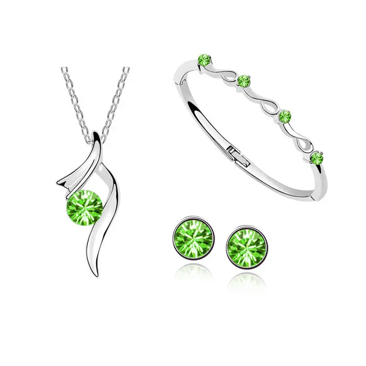 Korean Style Crystal Earrings Necklace Bracelet Set - Image 7